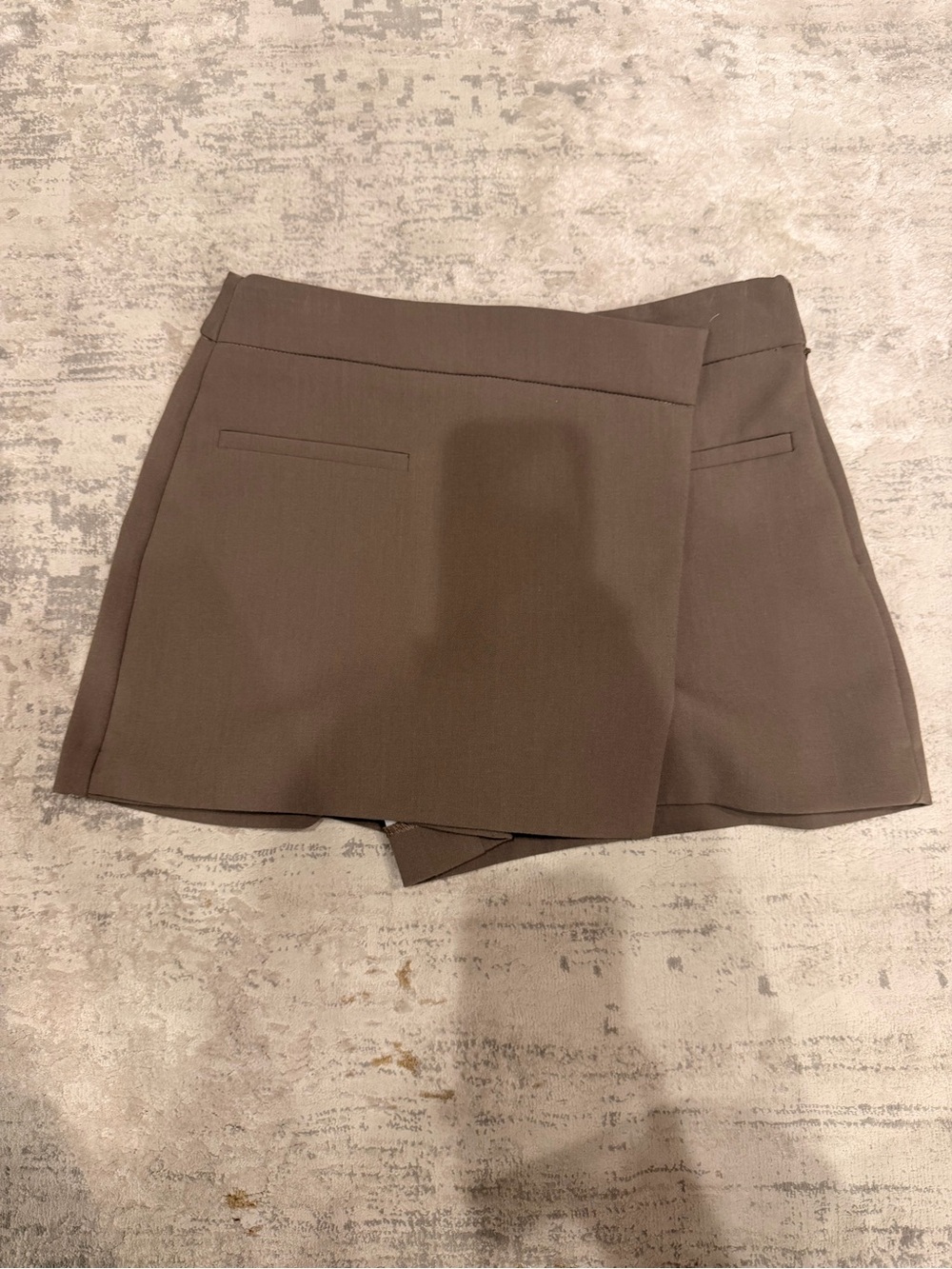 Zara Brown Wrap Skort High-Waisted Mini